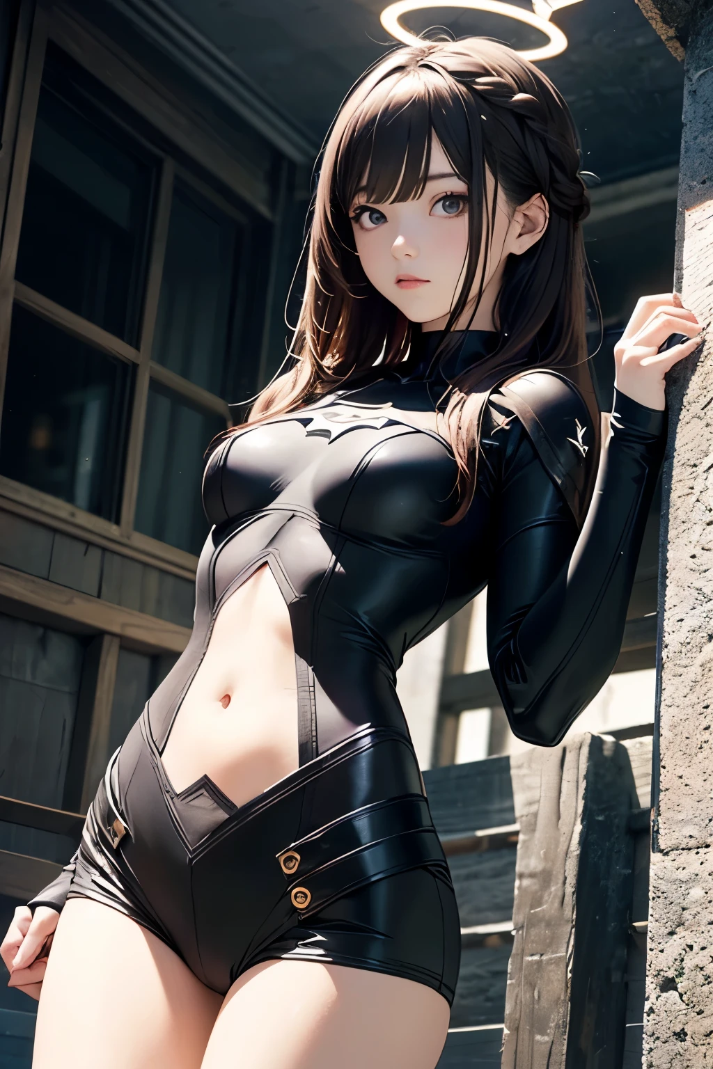 Foto crua, mulher bonita, detalhou o corpo delineado com cosplay do , Batman seios muito grandes, seios grandes