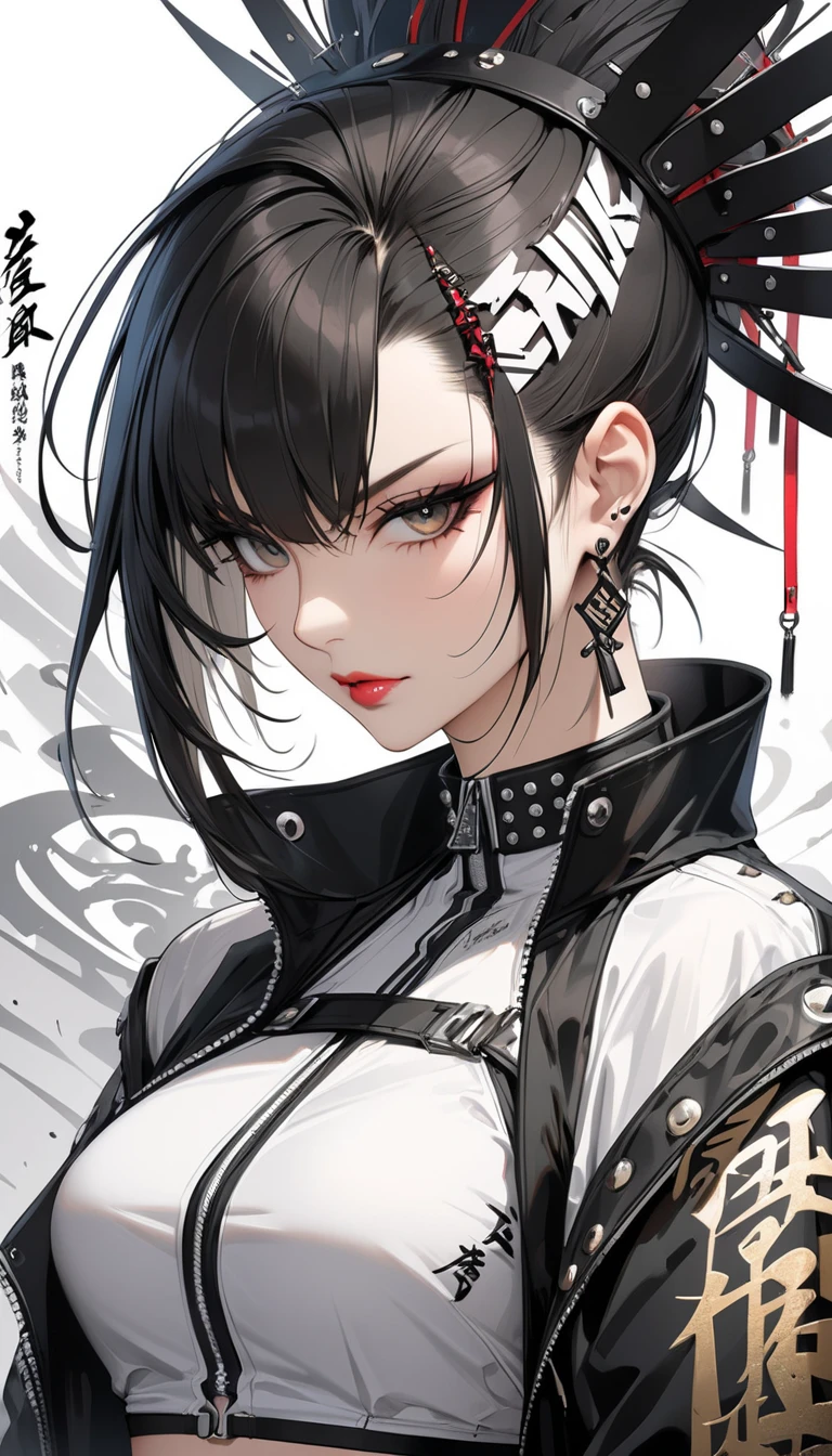 Black hair, bangs, curtained hair, crossed bangs, Long hair, Messy hair, pony tails, Very long hair, Black hair, bangs, curtained hair, crossed bangs, Long hair, Messy hair, pony tails, Very long hair, Big hair, side hair bun, hair ear, hair tying, hair flaps, widow peak, head gear, Hair ribbon, kanzashi, hairpods, white hair ribbon, Moles under eyes, Raised eyebrows, eyeball, Evil smile, crazy, Shy, scowling, jitome, gloom (expression), Seductive smile, anime big breast, Minimalism, Anime style, anime big breast, Minimalism, Anime style, angle of view, From above, hyper HD, retinas, Masterpiece, ccurate, Textured skin, Super detail, High quality, High details, Award-Awarded, Best quality, A high resolution, 16k, hyper HD, retinas, Masterpiece, ccurate, Textured skin, Super detail, High quality, High details, Award-Awarded, Best quality, A high resolution, 16k, high heels