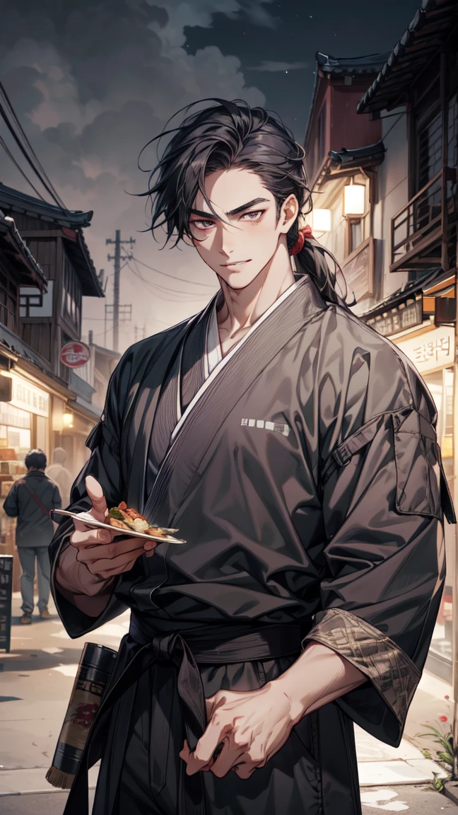 The Arafeld man in a suit placed a plate of food on the table, Middle metaverse, Chiba Yuda, yiqiang and shurakrgt, inspired by Ding Yunpeng, Inspired by Seki Dosheng, Chinese style, nanquan, 🤬 🤮 💕 🎀The face is clear