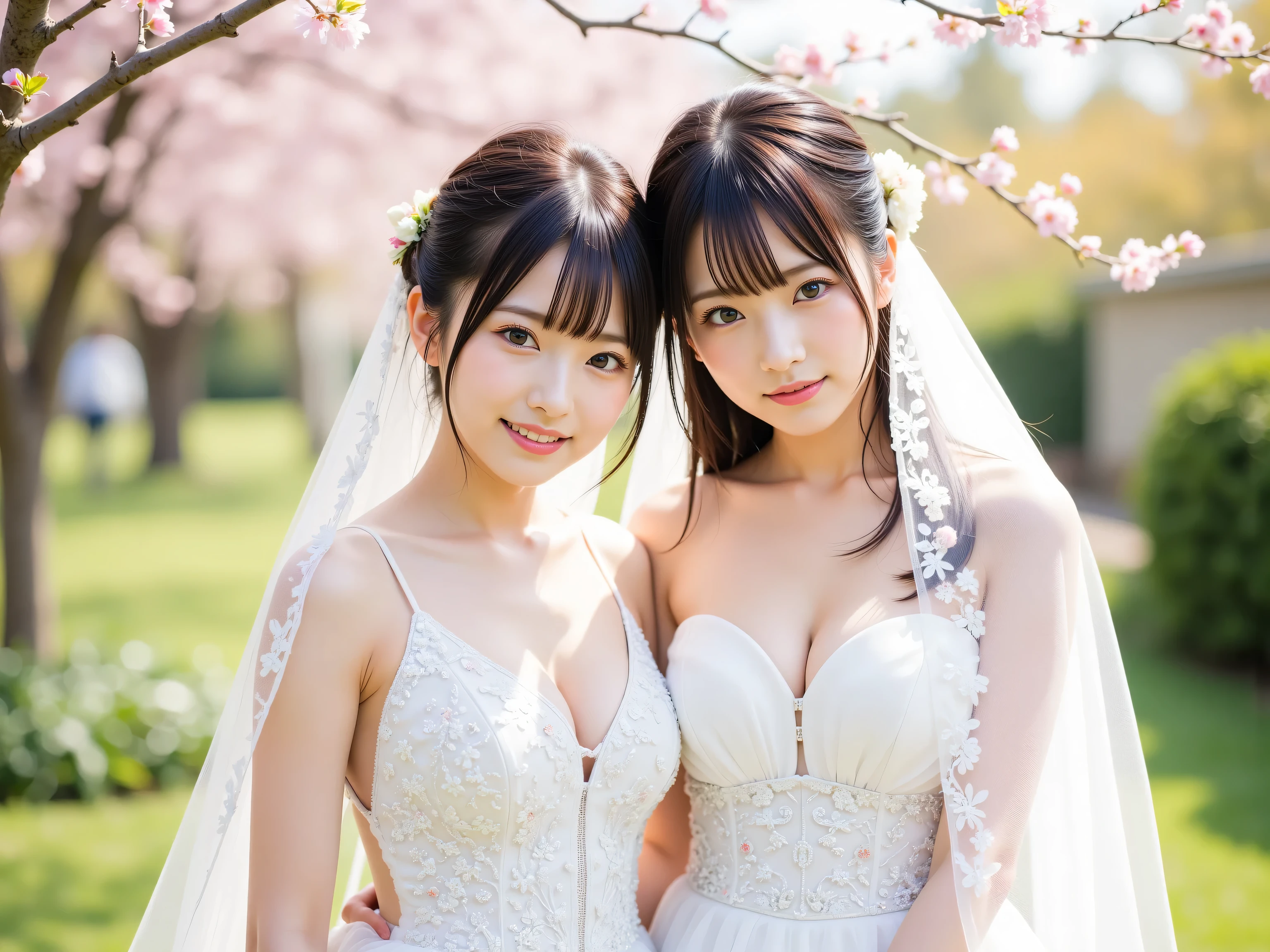 (kawaii face, amazing flat breasts), happy smile, (Beautiful frills and lace cute wedding dress:1.3), Ultra High Definition, Superior Quality, Premier Quality, ultra detailed, Photorealistic, 8k, RAW Photos, highest quality, masterpiece, professional photography, Realistic portrait, Beautiful detailed, Close up portrait of girl, Outdoors, beautiful sight,  beautiful scenery, (natural scenery), (Fine face:1.2),