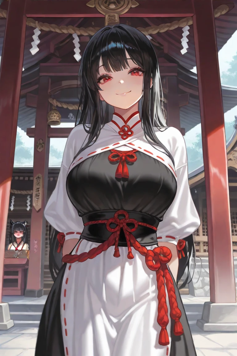 score_9, score_8_up, source_anime, 1girl, solo,The photo features a woman standing in traditional decorations. She is wearing traditional attire consisting of a red kebaya with lace trim and a long red skirt with batik or songket patterns. The woman is also wearing white high-heeled sandals, and there is a frangipani flower tucked behind her left ear. The surrounding environment has ornate decorations, likely from Bali or Java. , (bound wirsts), (arms behind back), (tapegag, tape gag), dramatic, (looking at viewer), (detailed pupils:1.3),pencil skirt ,red rope, thick rope,big breast,long hair, black hair,