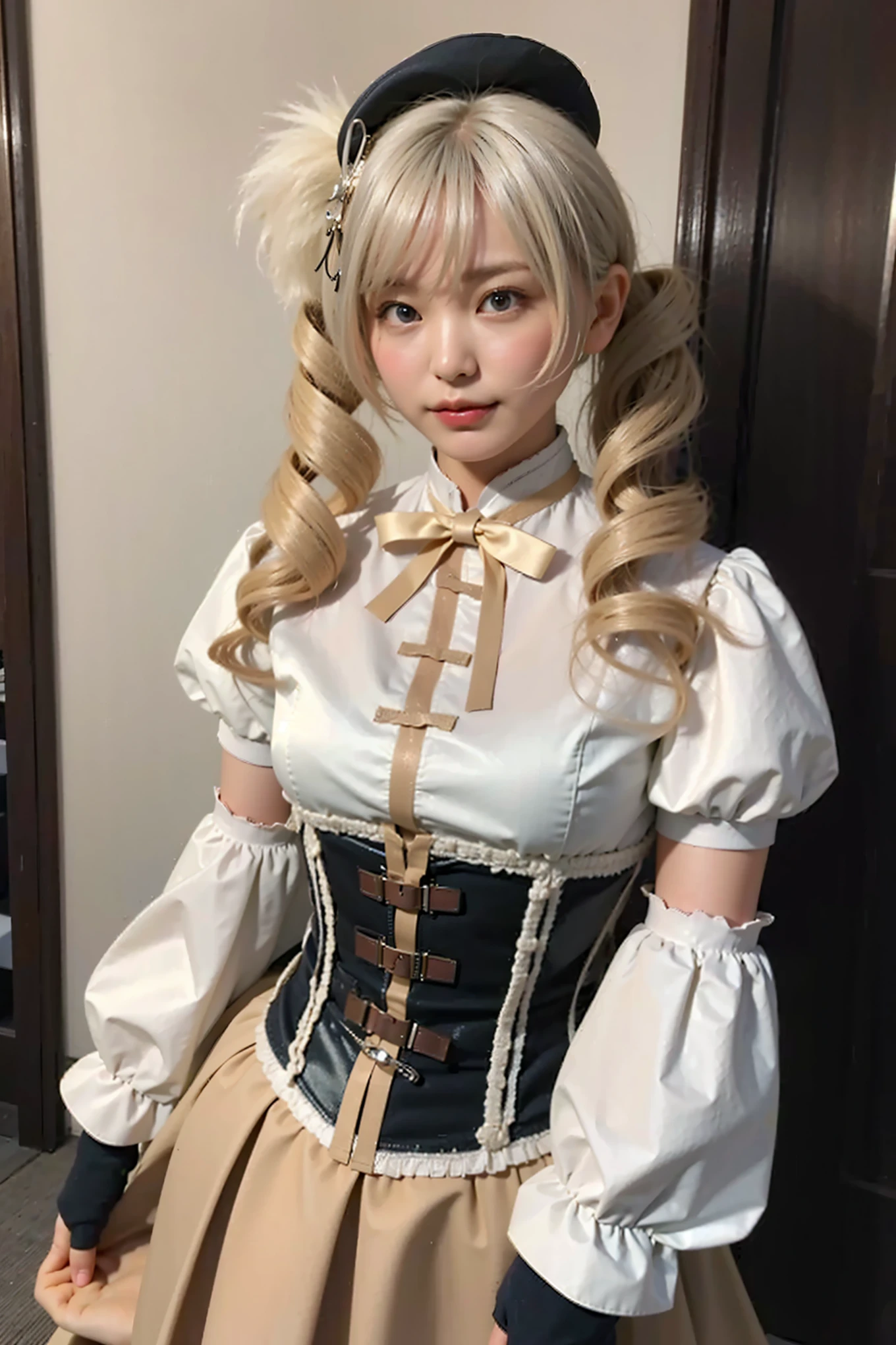 (Completely live action:1.37), (Amazingly realistic textures:1.37), (masterpiece, best quality:1.2), (8k uhd, 16k, 32k, ultra high res), amazingly realistic skin, amazingly realistic photo, superrealism, (photorealistic:1.37), (RAW photo), ultimately realistic, (ultimately realistic all details), (ultimately realistic all textures), super realistic lighting, super realistic shadow, (japanese girl:1.5), (realistic idol face), smiling, happy, super realistic face, ultimately realistic skin, ultimately realistic eyes, (mascara:1.35)ultimately realistic background, ultimately realistic detail up, (kkw-ph1:1.25), (GotouMaki:1.25), (Canon EOS R6, 85mm, 1/200s, f/5.6, ISO 1600), (tattoo), (mechanical armor:1.37), (blue eyes:1.2), (silver hair:1.3),