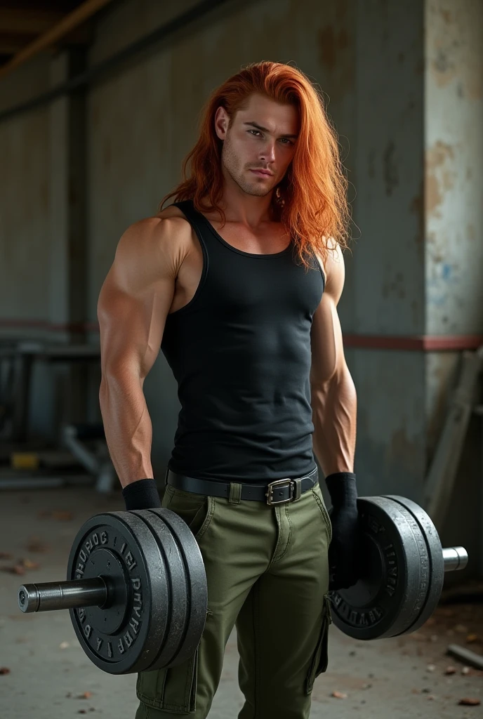 Create for me a red-haired boy with a sling and a giant
