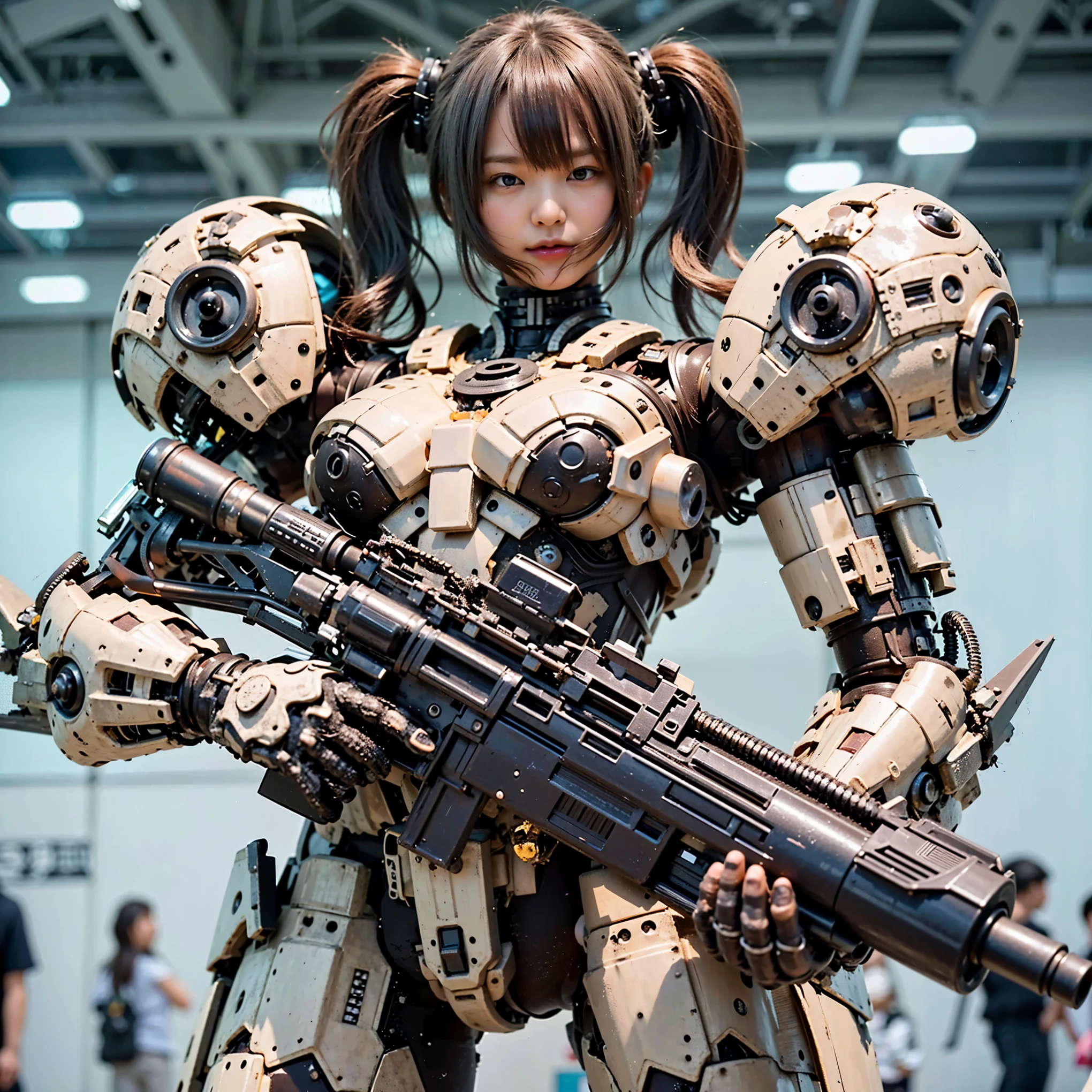 (Completely live action:1.37), (Amazingly realistic textures:1.37), (masterpiece, best quality:1.2), (8k uhd, 16k, 32k, ultra high res), amazingly realistic skin, amazingly realistic photo, superrealism, (photorealistic:1.37), (RAW photo), ultimately realistic, (ultimately realistic all details), (ultimately realistic all textures), super realistic lighting, super realistic shadow, (japanese girl:1.5), (realistic idol face), smiling, happy, super realistic face, ultimately realistic skin, ultimately realistic eyes, (mascara:1.35)ultimately realistic background, ultimately realistic detail up, (kkw-ph1:1.25), (GotouMaki:1.25), (Canon EOS R6, 85mm, 1/200s, f/5.6, ISO 1600), (tattoo), (mechanical armor:1.37), (blue eyes:1.2), (silver hair:1.3), 