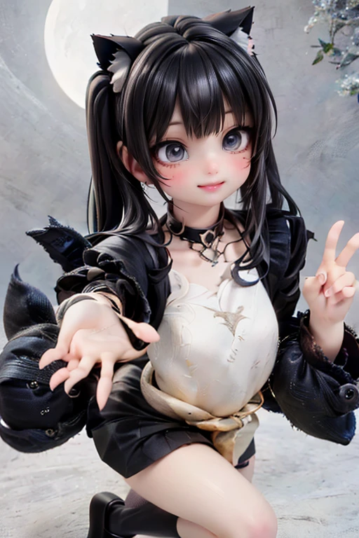 black hair, hair bobbles, solid circle eyes, light smile, ccurate, black hair, hair over shoulder, Surrealism, drop shadow, anaglyph, stereogram, tachi-e, pov, atmospheric perspective, 8k, super detail, best quality, textured skin, UHD