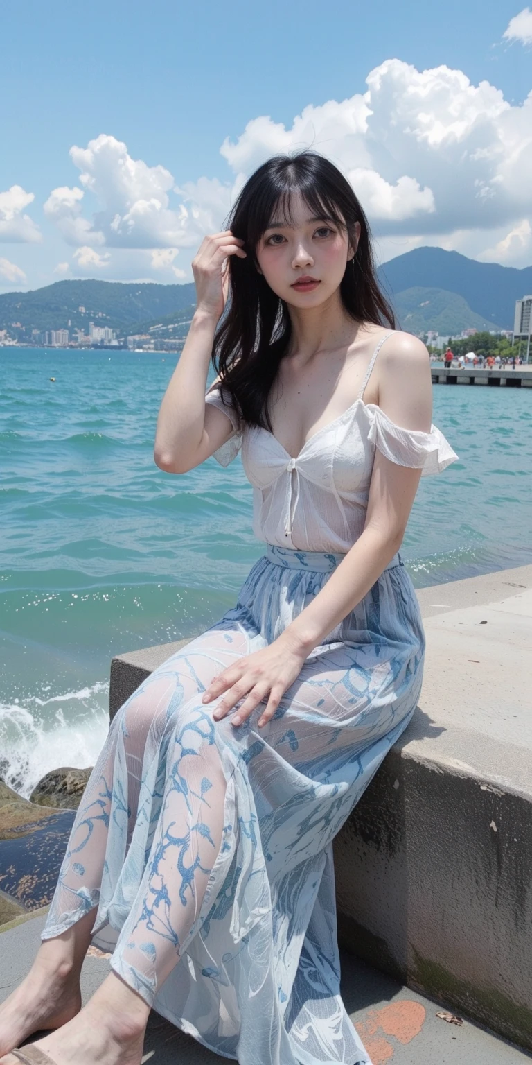 Choosing the right swimwear：Swimwear is the core of seaside vacation。Choose a swimsuit that is both stylish and flattering to your body。If you want to be more conservative，You can choose a one-piece swimsuit or a high-waisted bikini。
Sun protection shirt or cover-up：一件轻薄的Sun protection shirt or cover-up不仅能保护你免受阳光伤害，It can also add a sense of fashion。Choose cotton, linen or chiffon material，Comfortable and elegant。
Casual shorts or skirt：搭配一条Casual shorts or skirt，Convenient for you to move around on the beach。On color，Choose from bright or muted colors，Matching the seaside atmosphere。
Comfortable shoes：A pair of flip flops or sandals is ideal for a beach holiday。They are convenient for walking，Coordinate with your overall look。
Stylish hats：A wide-brimmed hat not only protects you from direct sunlight，It can also add a sense of fashion。
sunglasses：一副时尚的sunglasses不仅能保护你的眼睛，It can also improve the overall appearance。
