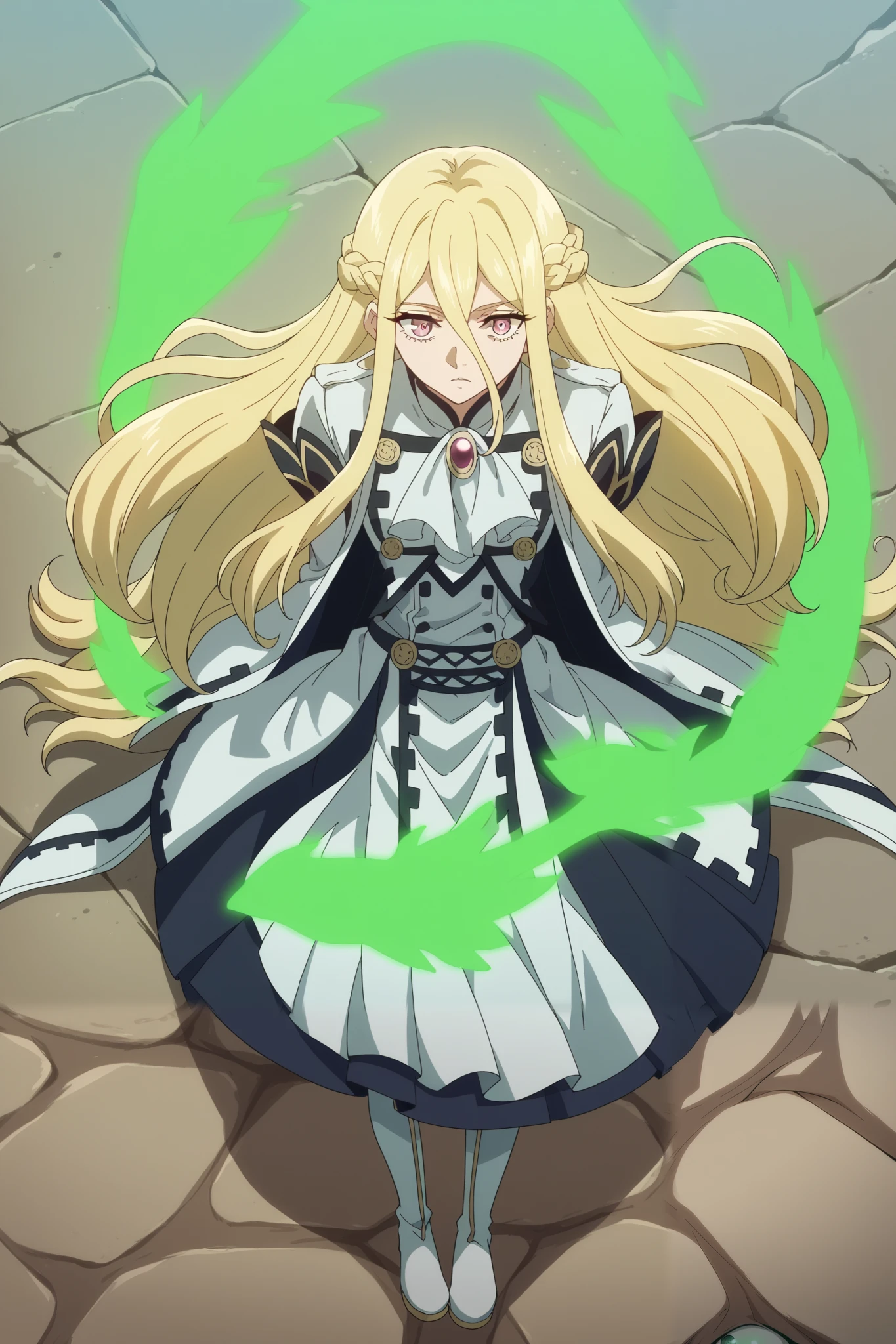 score_9, score_8_up, score_7_up, score_6_up, score_5_up, blonde face to the viewer, 1 girl , long-haired blonde, fragile, slim, long blond golden hair develops in the wind, bangs on the forehead, hair between eyes , raspberry eyes , dark pink eyes , warm white jacket , modern , club leather mini skirt , warm tights , white thigh high boots , medium sized chest , pressed her hands to her chest , light in the hands , thin waist, slender legs , full size style , girl has a green aura , green glow , huge sea wave , huge wave behind , 🌊🌊🌊, Sea water, background rising like a tsunami wave
Masterpiece , high resolution, Accuracy, best quality , Сверх high resolution , bottom view.