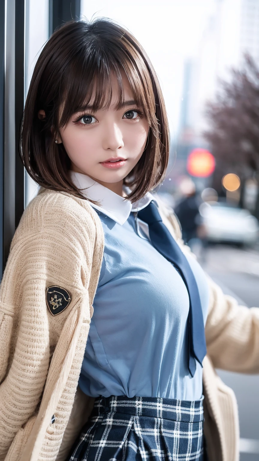 highest quality、4K quality、Man Attacking、Blonde  has her buttons undone、Man grabs woman's chest、slender、Small face、、 holds penis