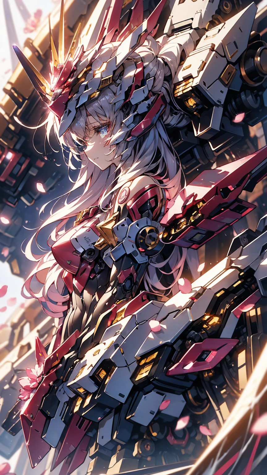 Mechanical Girl masterpiece long Blonde high school girl tall Mechanical Battle Suit whole body Serious face high resolution