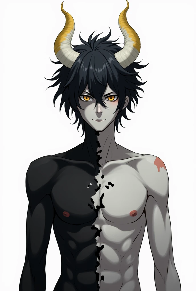 score_9, score_8_up, score_7_up, rating_explicit, source_anime, man, death god, Gothic style, cool pose, roundy doe eyes, horn, dark circles in eyes, abs, grey skin, sick, blood, pretty face, masterpiece, (SuperQuality:1.0) ~ (SuperQuality:1.2)