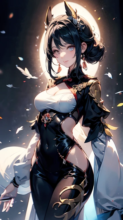 ((Finest quality)),(超A high resolution),(ultra-detailliert),(Meticulous portrayal),((Best CG)),(Finest works of art),Ultra-Precision Art,The art of astounding depiction, (Moon hidden by clouds:1.5), (Female hunter:1.5),Scars on the face,Fur clothing,lone wolf