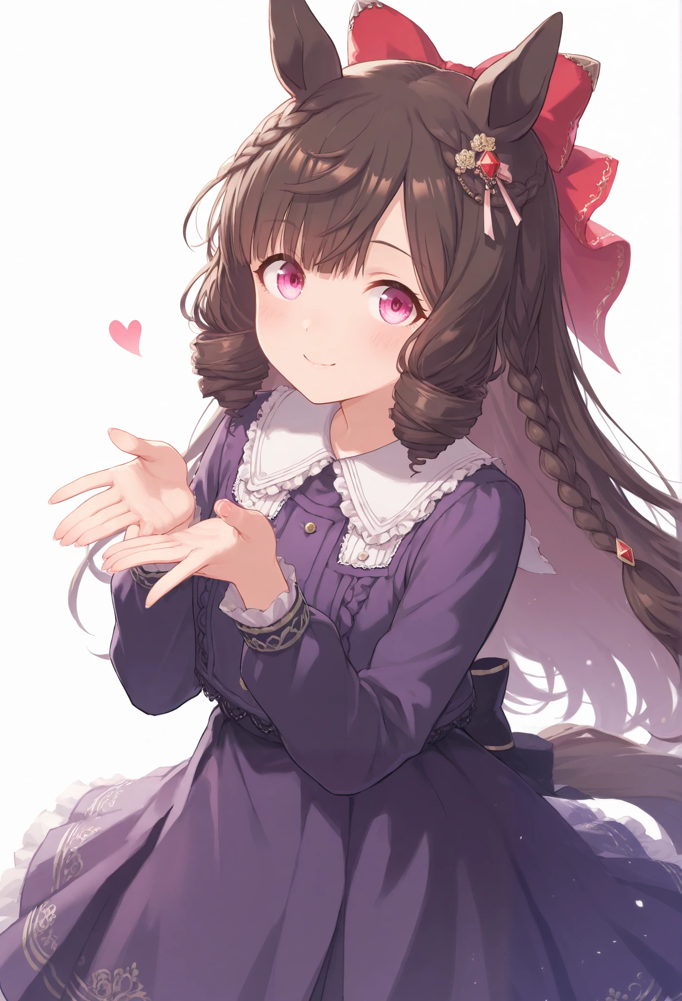 {{{Masterpiece}}}, {{{ best quality }}}, {{ more details}}, {illustration}, {{ extremely delicate and beautiful }}, {{{Daichi Ruby }}}}\( Uma Musume\), {{{{bow}}} {{{ Official Alternative Costume }}} {{{Let's greet each other gracefully with a smile}}},{{{ bewitching smile}}}
