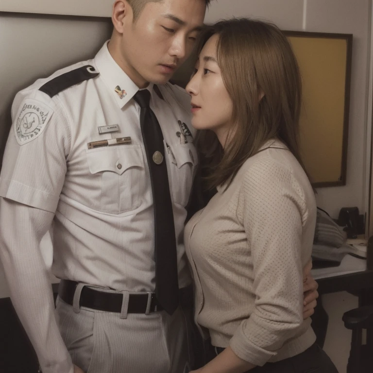 There are 2 people, 1 male and 1 female; Nam: Chinese man 70 years old, chiều cao 180cm, wear police uniforms, ????? 20cm, Handsome, White hair, silver beard, rich; female: 16 year old Korean girl, Two-string shirt, no panties, brown toad, beautiful, charming, ngực to, round butt; Posture: stand and hug, ngwoif a man touches a girl, Put your finger into the girl&#39;s vagina, Girl holding man&#39;s penis, girl kisses man; Context: Police Department