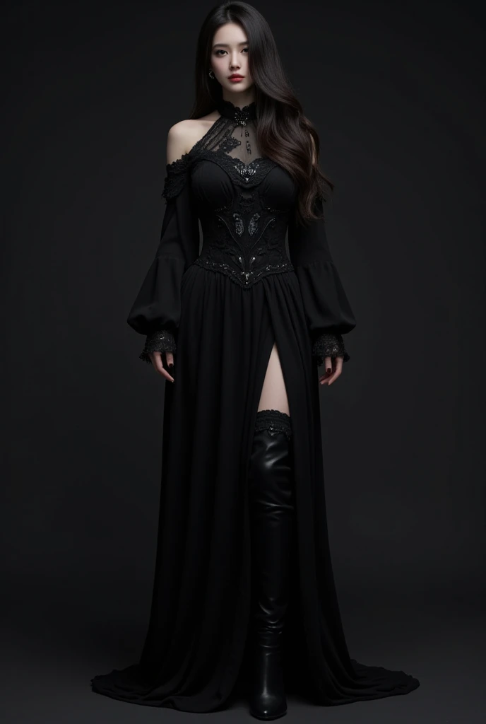Basic Art Nouveau style, A Vampire daughter of severus snape, 11 year old tarot card with, girl, perfect face, young, (((Oval face))), dark clothes, Soft and melancholy face, exquisite, No wrinkles, gothic style, Perfect for detailed eyes and face, black hair and green eyes vampire girl, short hair, A mix of synthwave and art nouveau, Bold and smooth lines, Dynamic composition mixed with organic Art Nouveau patterns, Intricate roses and patterns intertwined with geometric shapes, Characters that embody vampires,With a mysterious and gothic atmosphere, Robe with Art Nouveau pattern, Digital grid landscape featuring natural forms, Multicolored Glass, blank background, high contrast,Easy to color, Visual clarity, French Art Nouveau, 80's Vaporwave art style. maximalist details,