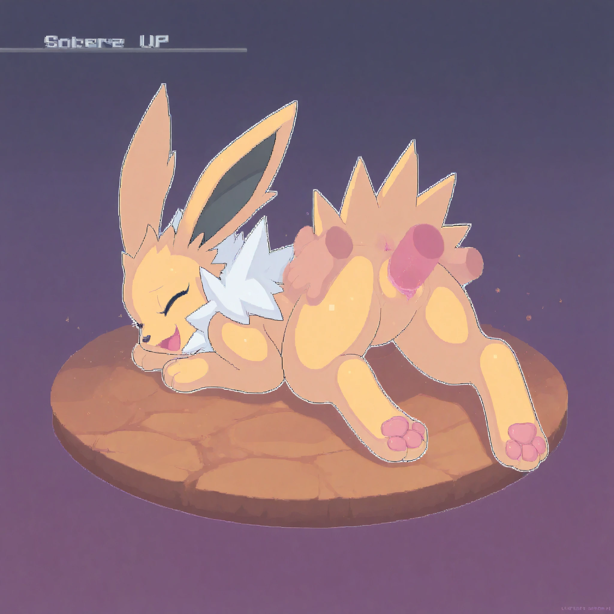 kemo_camotl, pixel art,
(masterpiece), (best quality), (ultra-detailed), amazing quality, very aesthetic, illustration, perfect composition, intricate details, absurdres, incredibly absurdres, shiny skin, realistic, kemo_camotli, pixel art, Jolteon, pokemon (creature), closed eyes, open mouth, anus, hetero, smile, sex, white outline, pussy, vaginal, ass grab, 1girl, happy, looking back, from behind, full body, solo focus, pawpads, purple background, 1boy, animal feet,