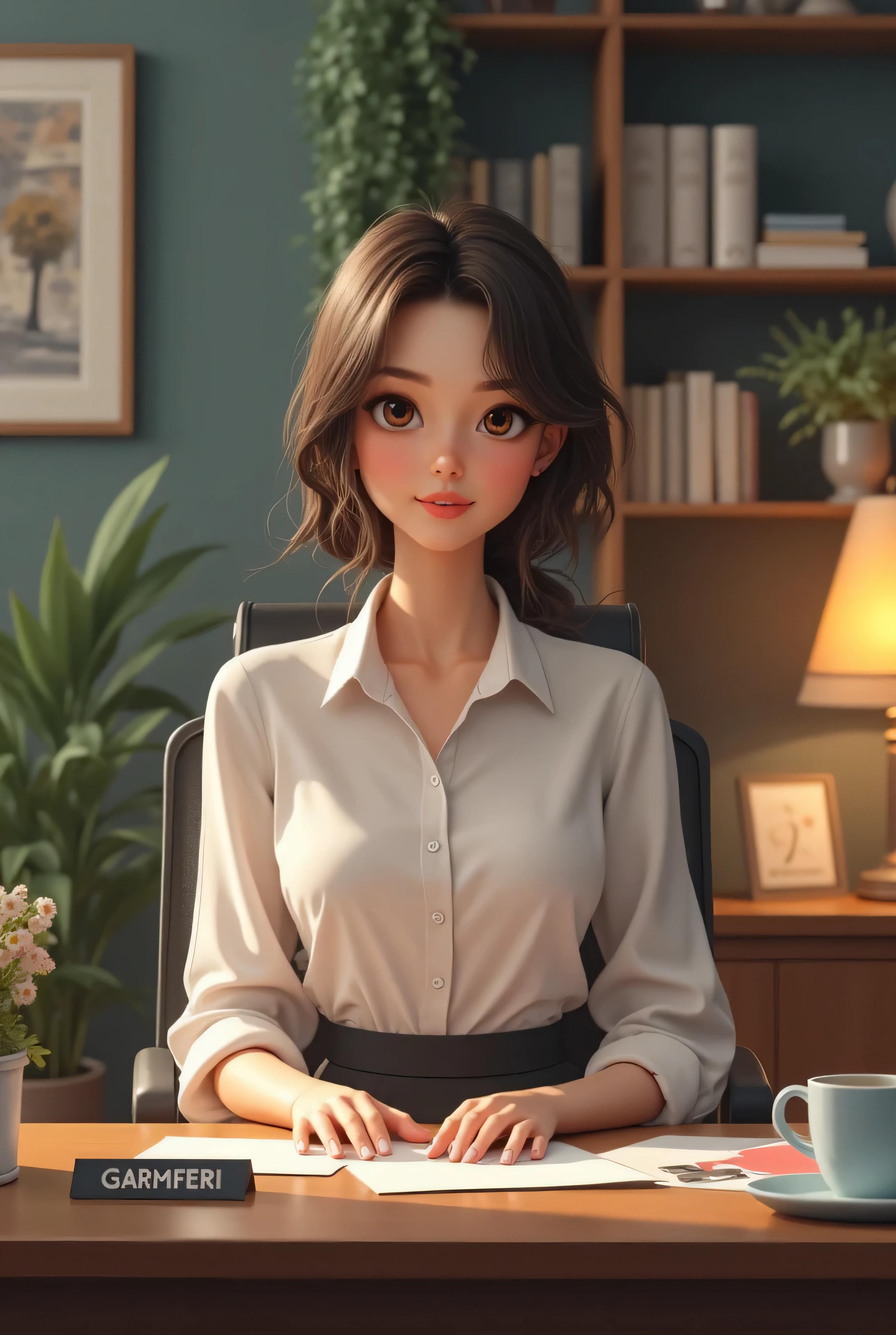 Droopwg collar, A slightly visible bra under the shirt,Lookwg down,Leanwg forward,(((A small valley is visible))),skirt,One girl, Lookwg_w_Audience, smile, Japan, Tokyo, Cherry Blossom, Octane Renderwg, 一人w, Very skwny,V-neck　buswess suit,A neat image,Mature Woman