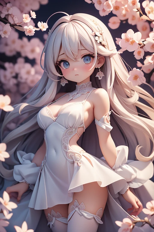 Lori Cute Girl, full body Esbian, hair gets clogged, Loose hair, Colossal tits, eye glass, A detailed eye, Detailed smile, ((Maid Japanese)), (), modeled , Detailed Detailing, Show with your back to the bed, Holographic, greybackground、{{{White lace panties}}}、{{Lift the skirt yourself}}、ロリsystem、Smaller chest、Small breasts、small tits、{{I can see the panties.}}、