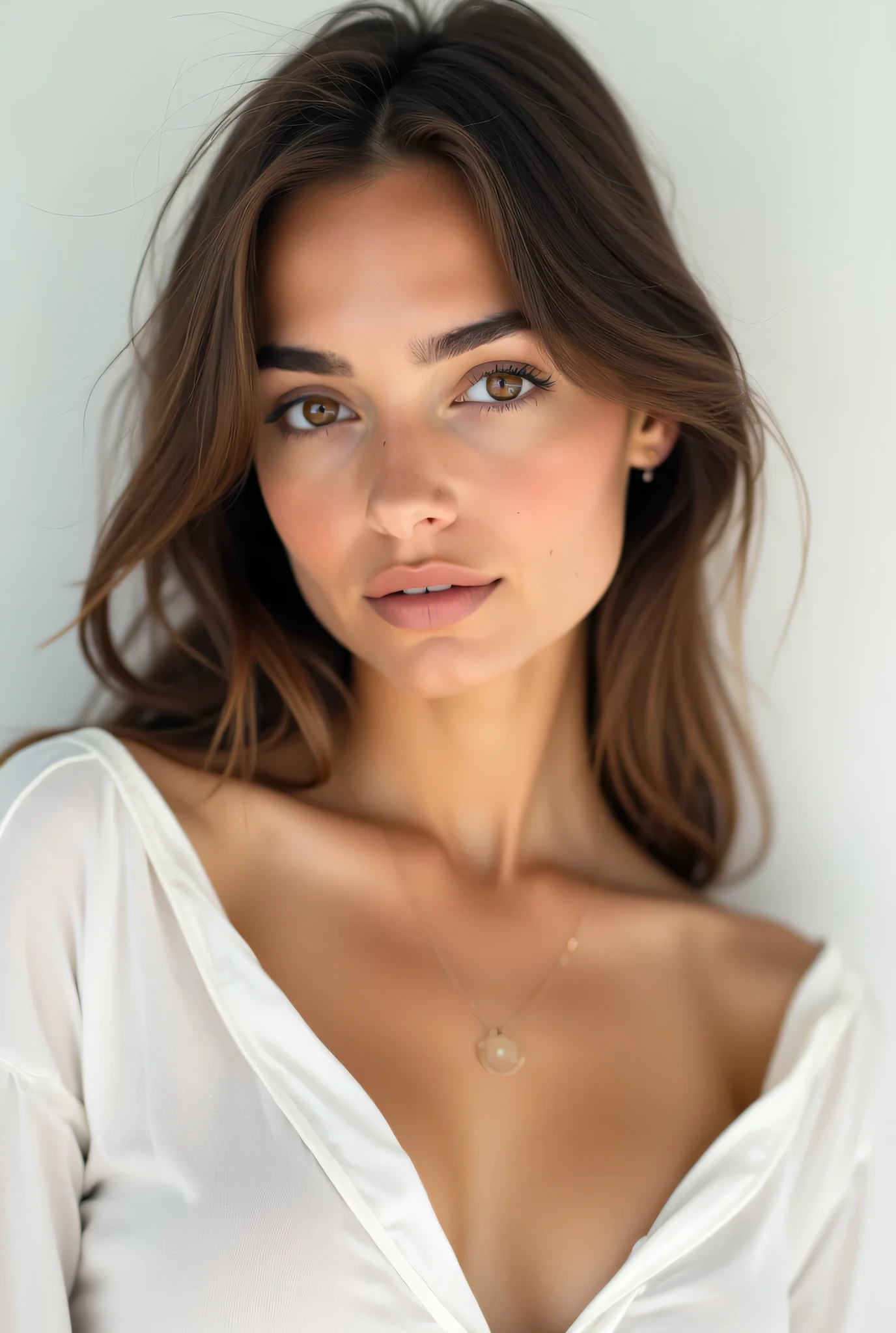 average uruguayan woman, sexy, light background, great image quality, casual photo, with a clean face, thick lips, updo hair, frontal photo
