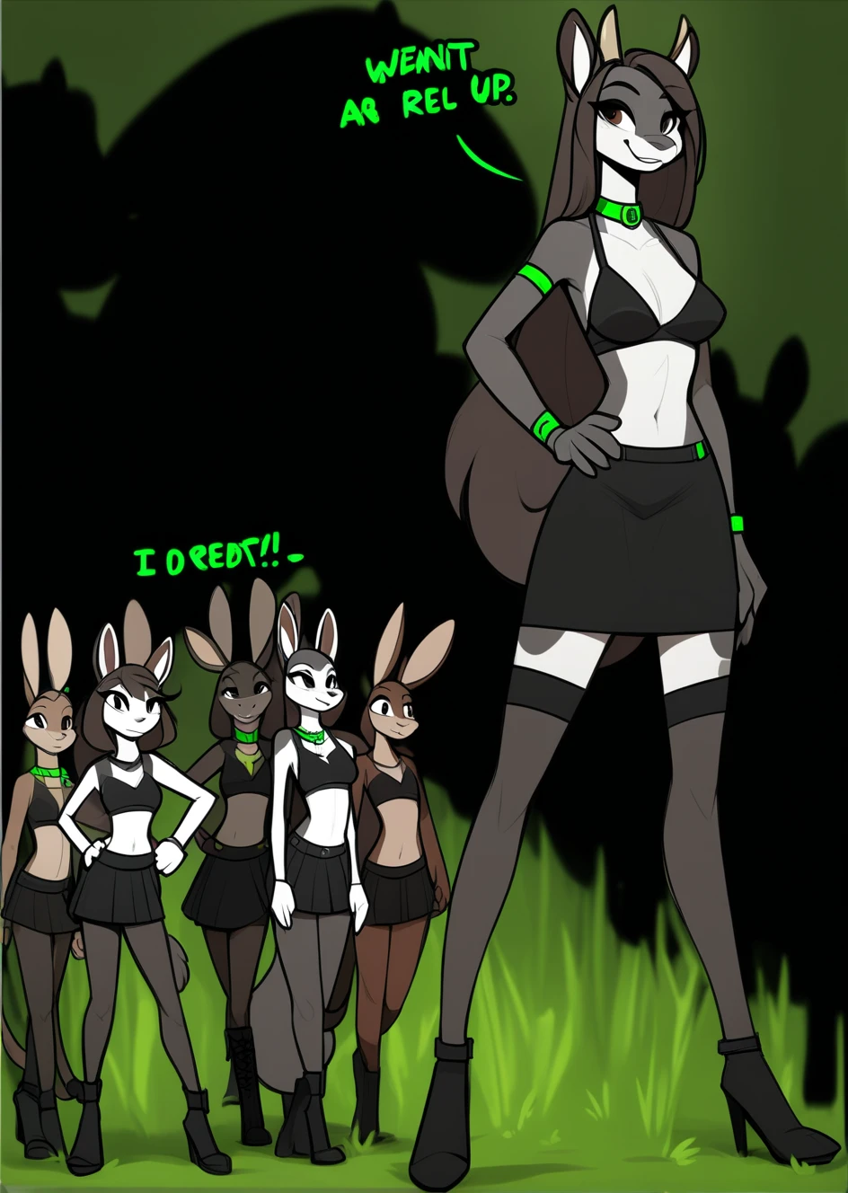 Masterpiece, best quality, Masterpiece, best quality, 1 woman , Black rabbit , furry , conjunctivitis , sly face , indifferent face , naked , abdomen , big breasts , Long legs , hands on hips , abandoned factory , at night