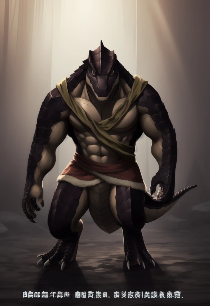 nj5furry, sweat drops, scalie, reptile, scar, anthro, crocodilian, male, solo, scales, hi res, crocodylid, clothing, facial scar, muscular, teeth, long penis, cum, erection, masturbation