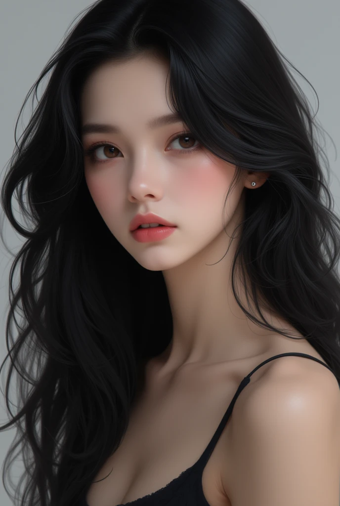 Best quality, masterpiece, ultra high res, (photorealistic:1.4), raw photo, 1girl, very long black hair, outdoor, closeup, looking at viewer
