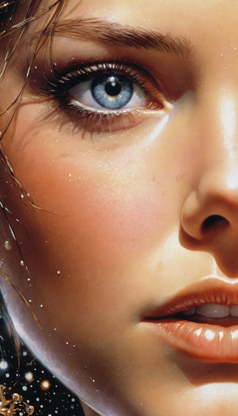 a sexy girl lying down, brown hair, blushing, hair ornament, sexy, sexy lingerie, cum, hetero, pussy, vaginal, sweat, sex, 1boy, penis, vaginal fluids, (best quality, masterpiece, ultra detailed, illustration 1.2), (8K wallpaper), (beautiful eyes detailed 1.2), beautiful, amazing and detailed eyes, (detailed skin) between shadows, oil painting, chiaroscuro, sensual, dramatic lighting, moody atmosphere, photorealistic, intricate details, masterpiece, ultra-detailed, high quality, 8k, best quality, realistic, cinematic, dark and brooding, expressionistic, powerful composition, emotional impact, Bill Sienkiewicz inspired art