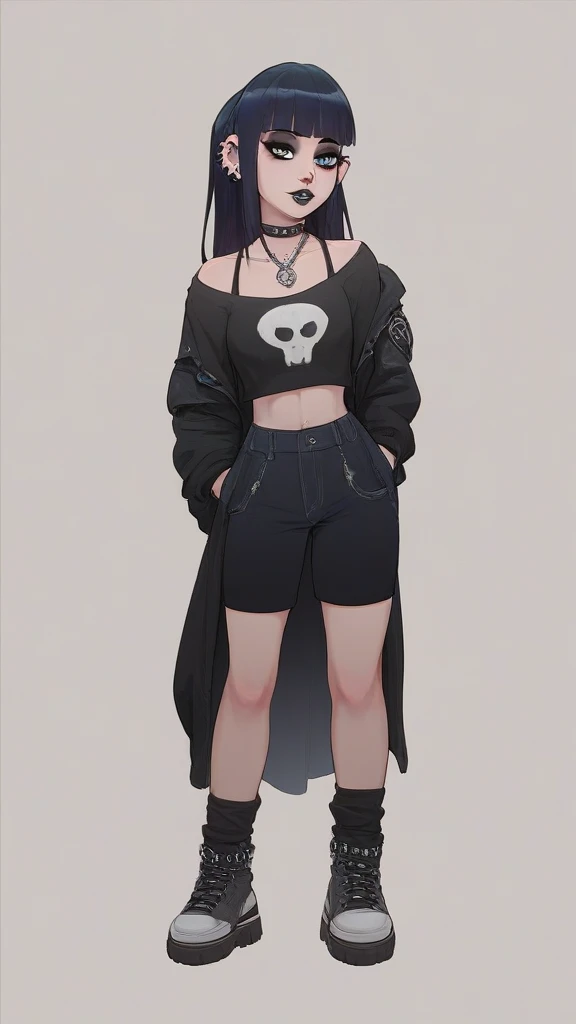 Goth Noir (NOD) Full body black skin wearing a goth outfit