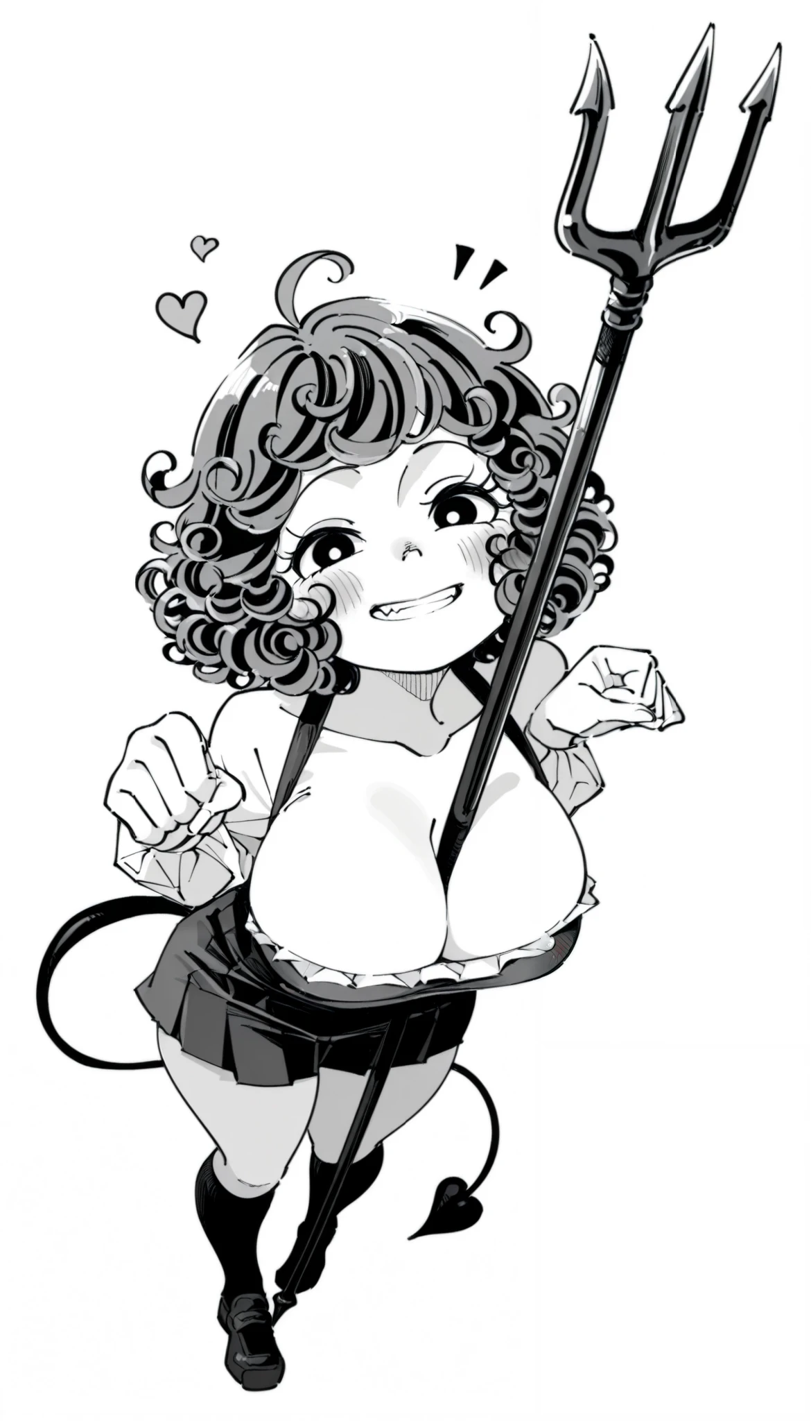 score_9, score_8_up, score_7_up, score_6_up, score_5_up, score_4_up, (masterpiece: 1.0), best quality, 1girl , Alone, Viewer, simple background, Long curly hair, demon, 小demon, Naughty, demon服装, demon犄角, Trident , charming smile, Smile, blush, From above, big breasts, style: midjourney, cute, watercolor(medium)
