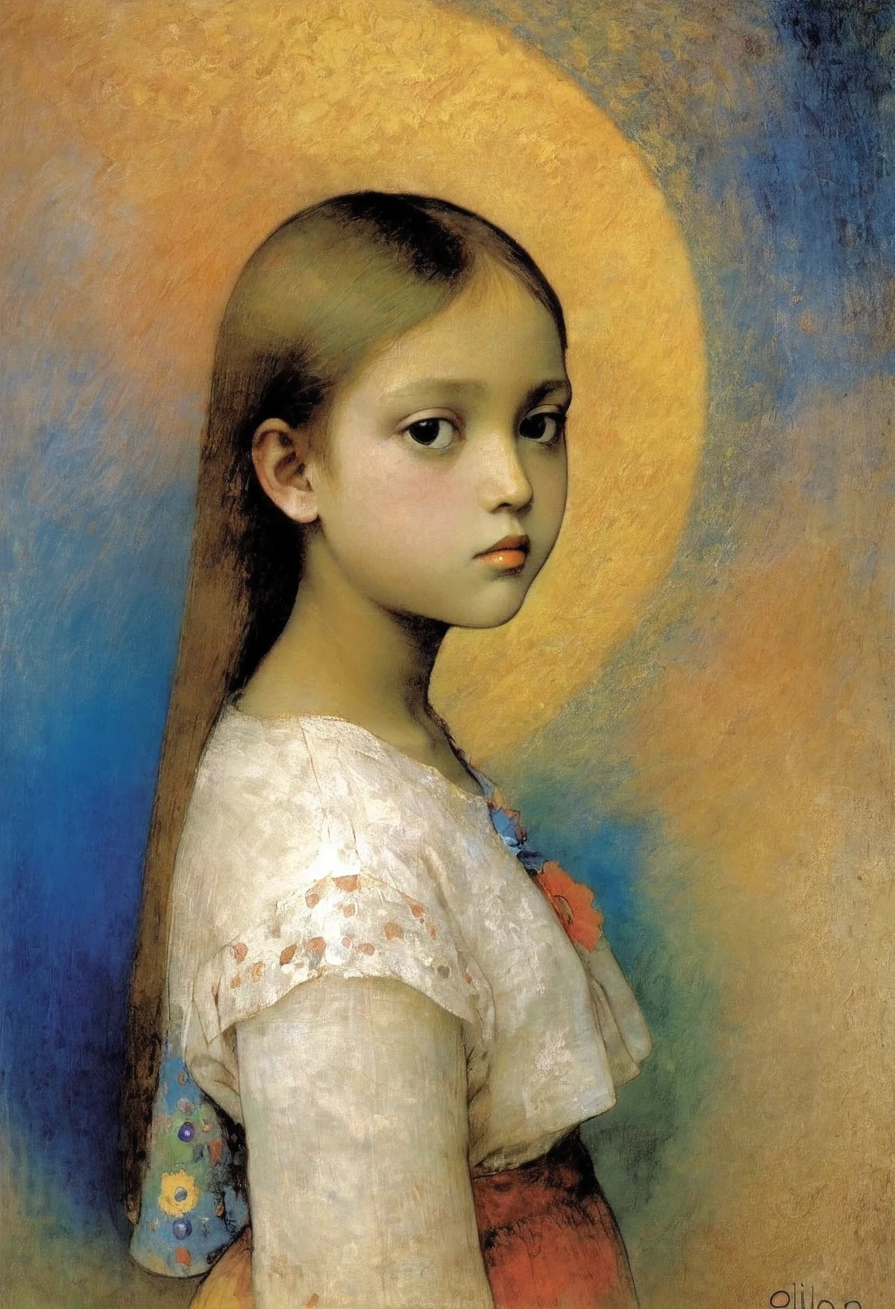 young girl, творческая импровизация (Created by Odilon-Redon)