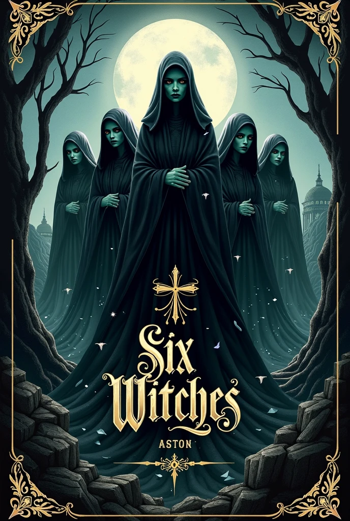 ¬
Text: "All witches burn"
¬
A graphic design featuring typography. A burning witch with blonde hair is depicted, holding a cigar and cursing the viewer for all eternity for the pain she suffers endlessly. framed by an embroidered tapestry woven in intricate detailed fabrics, telling a profound story of the witches struggles.