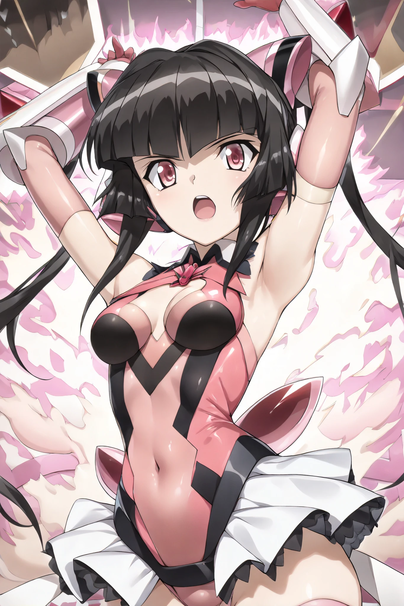 anime girl in a bikini with a pink bow, hanayamata, seductive anime girl, juri misaki, by Jin Homura, ecchi, nightcore, bikini. background of hell. gore, mayuri shiina, flirty anime witch casting magic, anime goddess, beautiful alluring anime teen, ecchi anime style