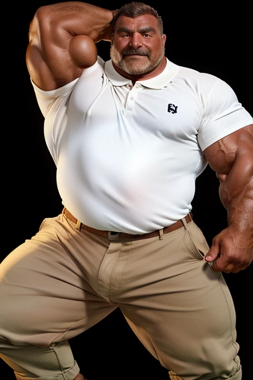 Photo of Japanese man in rugby uniform, robust stocky body, A 50-year-old male, Anime face,man bear pig,Pink complexion, Short and thick,500 lbs,chunky,strong muscle,Raised sexy,Thick thighs,is shy,perspire,Get wet all over your body,attractive smile, musculous, dad bod, he is about 50 years old, He was about 500 years old, Super buff and cool, attractive beefy man