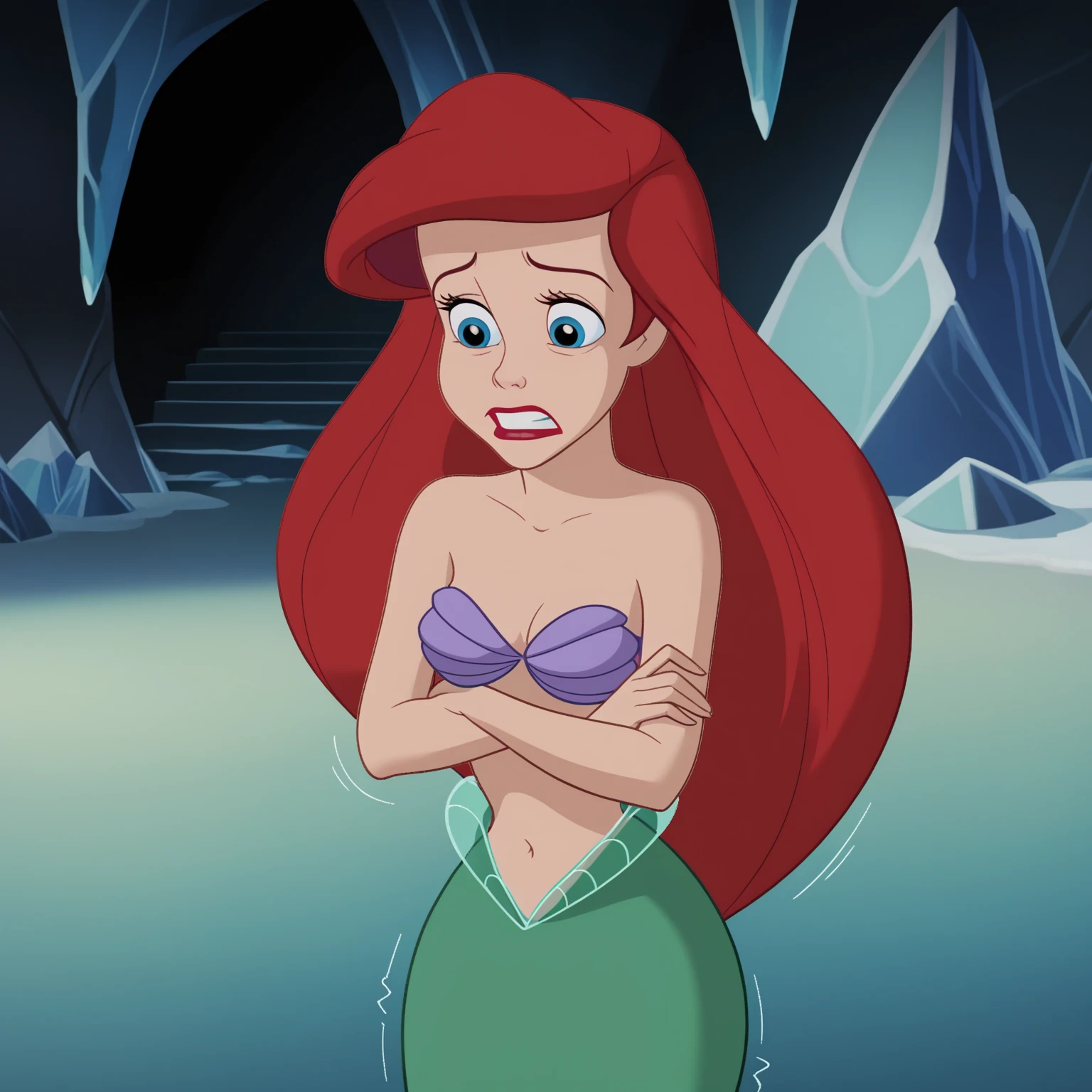 a close up of a cartoon character with a red hair, jessica rabbit, female disney villain, emma watson as jessica rabbit, megara, classic disney mood, the little mermaid, ariel the little mermaid, scales covering her chest, little mermaid, sleeping beauty, disney villain, serpentine pose, princess ariel, movie screencap, portrait of megara, brittney lee