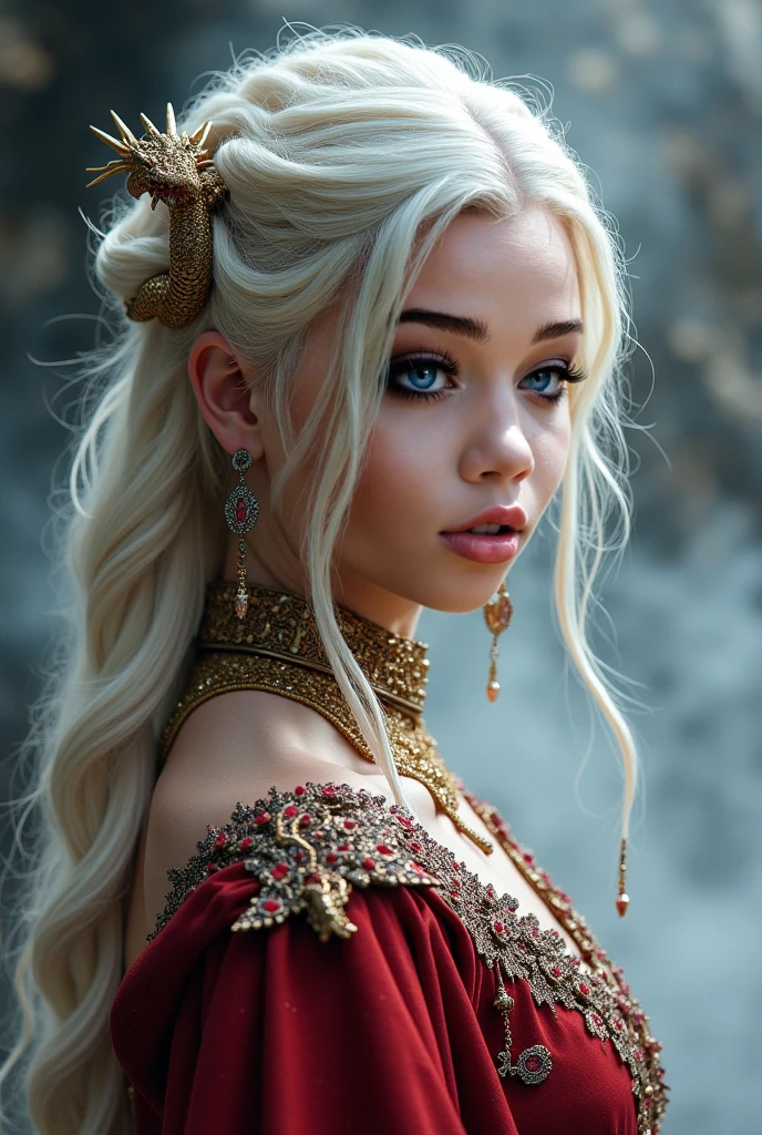 A close-up of a woman with long blonde hair wearing a crown, blonde empress, jennie blackpink, beautiful and elegant queen, beautiful princess, hyperrealistic fantasy art, very beautiful top model , Portrait of a , blonde hair princess, as a medieval fantasy character, beautiful fantasy art portrait, rostro de Jennie de blackpink, jennie blackpink, cara de jennie blackpink
