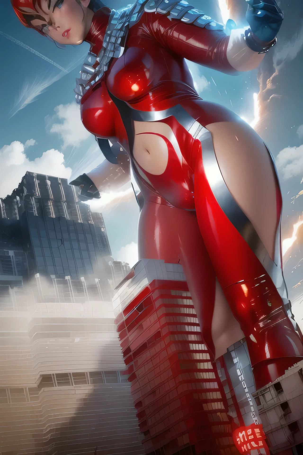 ((masterpiece:1.4)、(top-quality:1.4)、(reallistic:1.7))、masuter piece:1.4、(Top-of-the-line rendering:1.4)、(Female SWAT member of the 73rd Division of the Space Federation:1.4)、Super beauty search officer、(by Luis Royo:1.4)、(hold a gun:1.2)、Body Fit Sexy Uniform、(Glossy luxury latex:1.4)、(Navy blue sleeveless uniform jacket)、(Underwear White Sexy Super Ultra Bikini)、(Luxury Red Latex:1.4)、(Red pleated mini skirt:1.4)、22year old、(Cute tattoos:1.4)、(Wearing white gloves)、Kawaii Girl、Super beauty、sharp focus、Portrait photos、(Perfect female body:1.4)、perfectly proportions、Upper body photography:1.4、Beautiful face、Fearless look、beautidful eyes、Narrow waist、beauty legs、(length hair:1.2)、Beautiful udder、large full breasts:1.2、Sexy ass、(Standing facing the front:1.4)、Raw photo、red-lips、Red high heels:1.4、a choker:1.4、a necklace:1.4、earrings:1.4、1 screen display、Beautiful night view of Cyberpunk City:1.2