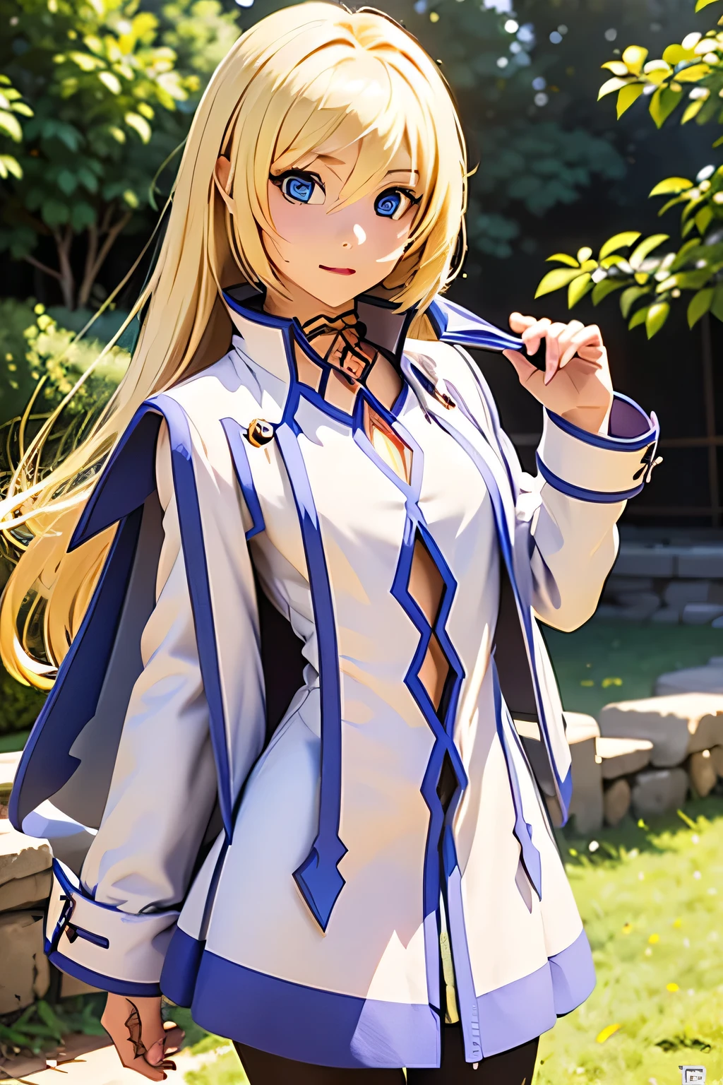 perfect anatomy best quality , highest resolution,((Clothes with metallic luster shiny blonde hair blue eyes girl))) TALES OF SYMPHONIA Collet Brunel girl