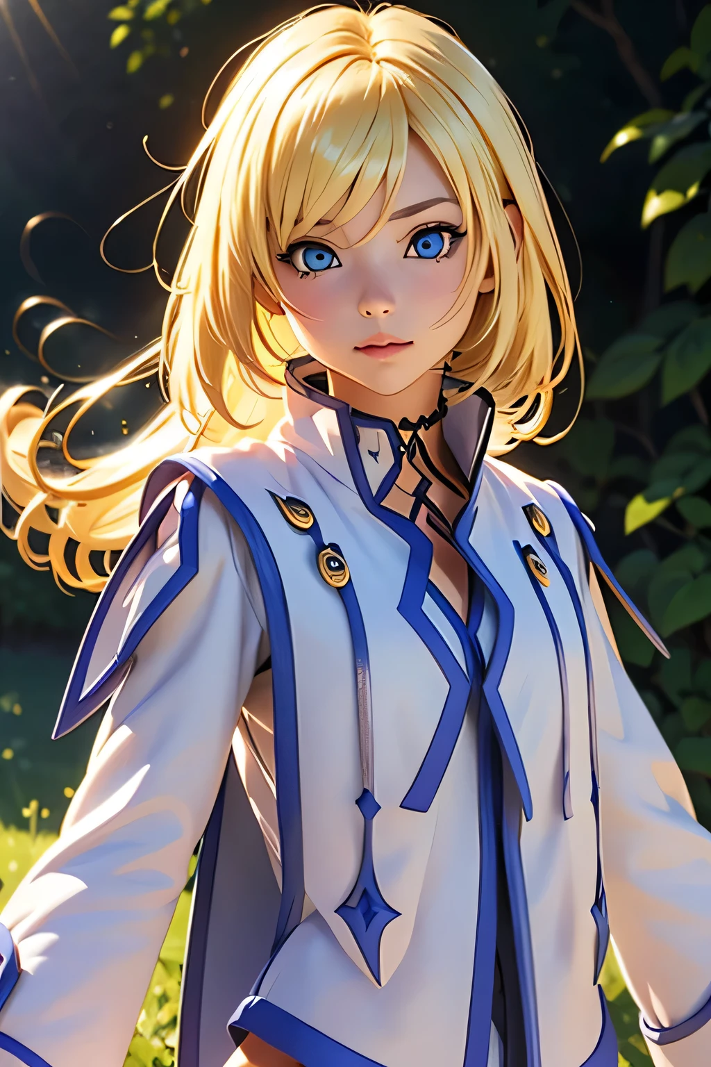 perfect anatomy best quality , highest resolution,((Clothes with metallic luster shiny blonde hair blue eyes girl))) TALES OF SYMPHONIA Collet Brunel girl
