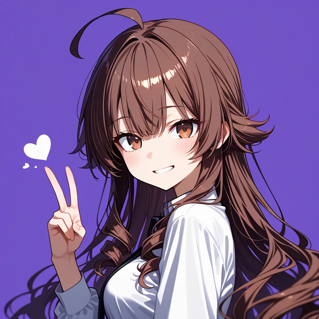 Heart-shaped pupils,(software), (masterpiece:1.2), Highest quality, masterpiece, High resolution, original, Very detailed壁紙, (Very detailed), (Best illustrations), (Best Shadow), (Kobeni), Big Breasts, Firm breasts, (White collared shirt), (Bloodstain:1.1), (fear:1.2), (Black tie), (Shirt stain), (Dirty), One person, View your viewers, (Scared:1.2), (tears:1.1), (Brown eyes), (peace sign),tongue out, tongue, Heart-shaped pupils