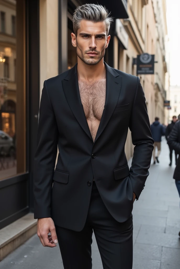 "A shapeshifter with curly hair, Dove Grey eyes, and stubble, male character dressed in lingerie."