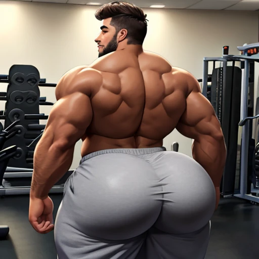 vpl, Bulge, hyper growth, hyper muscles, furry growth, a very handsome young man, sunglasses, shirtless wearing gray long pants, massively large bulge, exaggeratedly huge bulge, exaggeratedly huge vpl, on a black background