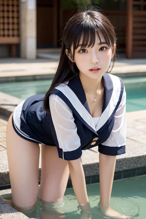 ((top-quality、masuter piece:1.3))、201 year old girl、Beautiful girl emphasizing slender abs:1.3、(a short bob、huge-breasted:1.2)、(((Touching the pubic area with your hand:1.2、Climax face)))、hyperdetailed face、A detailed eye、二重まぶた、Face of sexual pleasure、Panting face、Iki face、beautiful countenance、barechested、Full body like、sexypose、Resort Night、((Make the body stand and arch、barechested))、a wet body、((barechested、Climax posture、Touching the pubic area with your hands)、You can see the shape of the nipple、(((The nipple is visible、Pubic area visible、Wet、My legs are wide open)))、(((Climax face、Touching the pubic area with your hand、natta)))、Raw photo、Face in love、Take off your see-through sailor suit、no panty、no-bra、Photo Quality、Toned waist、Beautuful Women、Beautiful waist constriction、On the way to take off your panties、The pubic area gets wet and the juice drips., (top-quality), (ultra-detailliert), (masterpiece), (wall-paper), (详细的脸), (dynamicposes、See-through sailor suit)、(((Open your pubic area with your fingers to show off、perfect leg、Perfect fingers、Standing with legs open)))、Open your legs、Gooey crotch、The juice is filamentous.、Beautiful crotch、Precise pubic area、Wet eyes、Beautiful ass、Stand and stick your buttocks out、Press your crotch against the camera、Spread the pubic area with your hands、high-heels