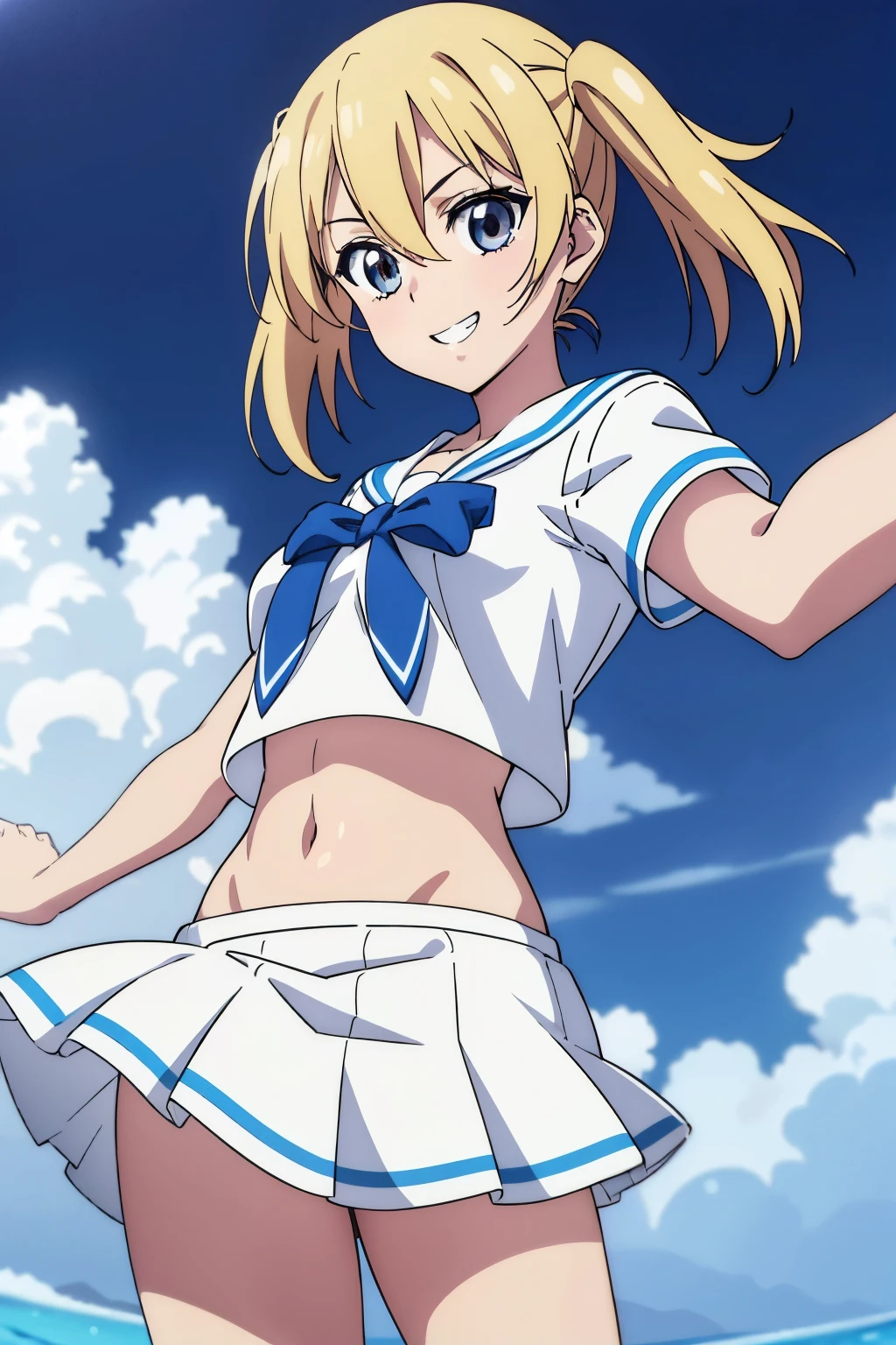 (NFSW, +18,  anime art )、(Highest quality:1.1), (masterpiece:1.4), (Absurd:1.0), Portraiture, close,
1, Sailor Uranus, Kizuki Eye,, Big and ample breast Eye, Blonde, Sailor Warrior Uniforms, Sailor collar, Chest Bow, Yellow ribbon, Attractive skirt, White elbow gloves, By the pool, (smile:1.2), Looking at the audience, Erect nipplesing paltra mini skirt、anties、(Dynamic pose:1.2)、(Down2)、、Spread your legs.(Browsing Caution:(Down :1.2)、Crotch Focus、Dynamic Angle,Soaking a lot of white slime 　Pee　Clear yellow liquid flowing from the crotch　Sweaty　Clothes are wet and transparent　　The surrounding area is filled with white slime, Cloudy liquid　　A pool full of white slime　White slime dripping from above