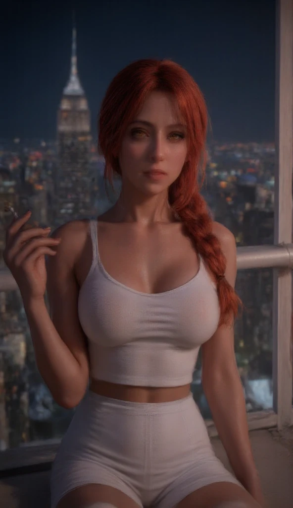 photo of Sophie Turner, RAW, beautiful woman, ((portrait)), ((detailed face:1.2)), ((detailed facial feature, detailed skin, clear skin), (perfect proportioned body), arched back, kneeling, ((nsfw:1.5)) (high detailed city environment, apartment balcony), (realistic photo, best quality, detailed), (8k wallpaper), (cinematic lighting, dramatic lighting) (sharp focus, intricate)