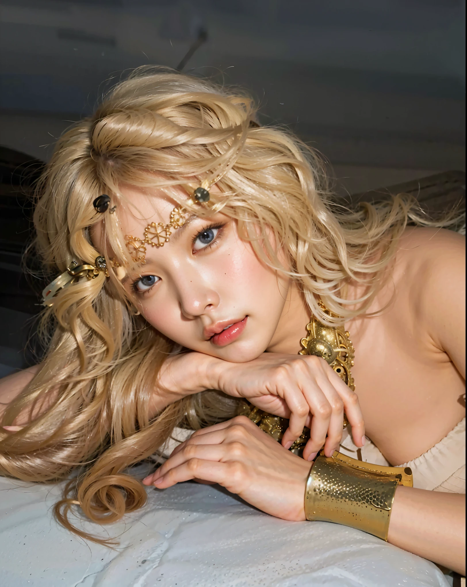 (Completely live action:1.37), (Amazingly realistic textures:1.37), (masterpiece, best quality:1.2), (8k uhd, 16k, 32k, ultra high res), amazingly realistic skin, amazingly realistic photo, superrealism, (photorealistic:1.37), (RAW photo), ultimately realistic, (ultimately realistic all details), (ultimately realistic all textures), super realistic lighting, super realistic shadow, (japanese girl:1.5), (realistic idol face), smiling, happy, super realistic face, ultimately realistic skin, ultimately realistic eyes, (mascara:1.35)ultimately realistic background, ultimately realistic detail up, (kkw-ph1:1.25), (GotouMaki:1.25), (Canon EOS R6, 85mm, 1/200s, f/5.6, ISO 1600), (tattoo), (mechanical armor:1.37), (blue eyes:1.2), (silver hair:1.3), 