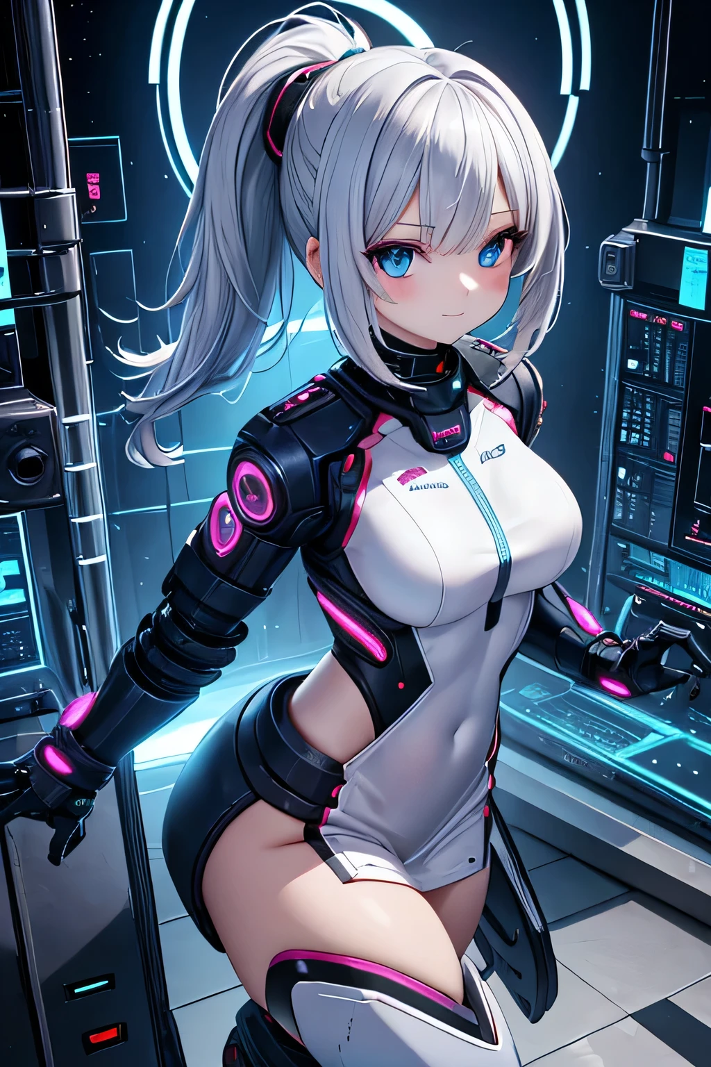 absurd res, high res, (masterpiece:1.4), ultra-detailed, 1girl, from above, space, floating, /((lucy cyberpunk/)),
