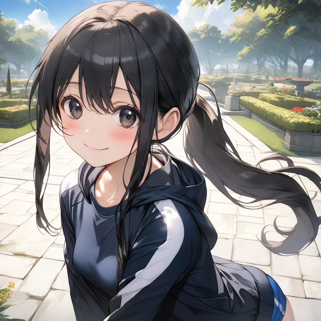 (realistic, photo realistic:1.2), ((highest quality)), move the center of gravity backwards, pretty embarrassing, takane manaka, ponytail, hair bow, School swimsuit, Tiny breasts, (squat:1.4), put the heel on the ground, spread legs, squat with your knees up, Attach your ass to the ground, beautiful face details, real human skin, gentle expression, Front view, angle from below, realistic, photorealistic, cute, squat deep on beach, whole body, Smile, natural smile, charming smile, enchanting smile, (looking at the viewer:1.2), From before, from below, (wind:1.1)