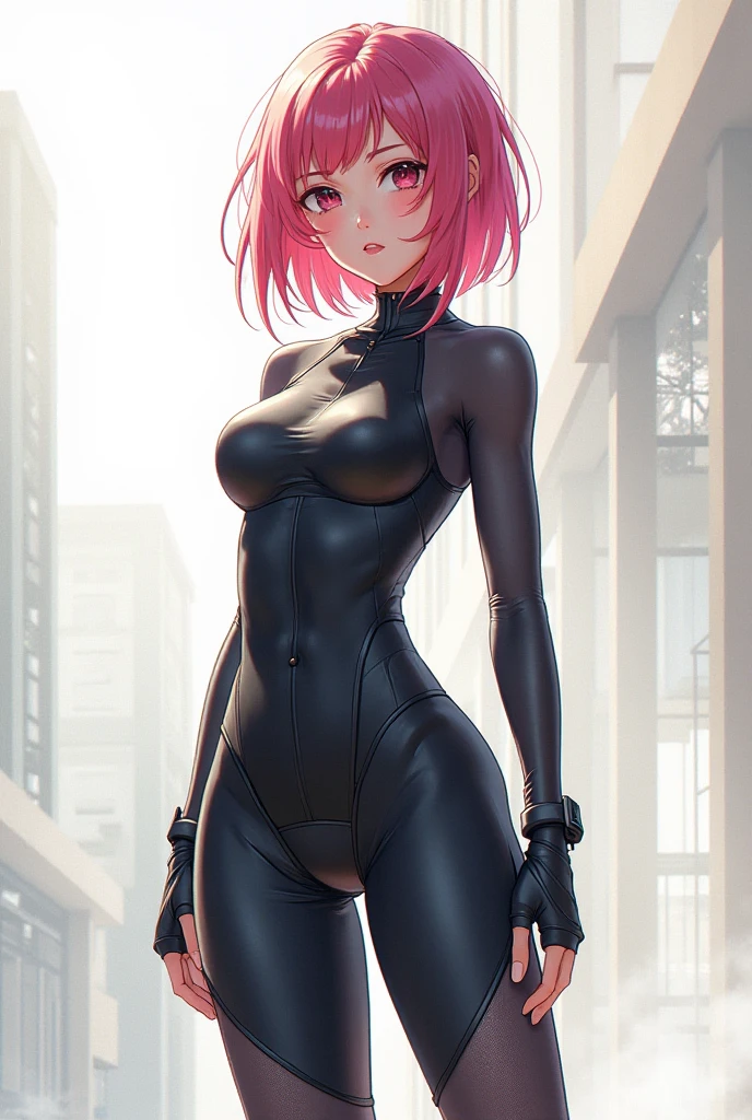 1girl, solo, (((full body))), masterpiece, (high detail:1 1), Rough face, Natural skin, high quality, NSFW, Sakura Haruno,(French braid hair), Pink hair, short detailed hair,(((red headband))), (((forehead mark))), Green eyes,(arm behind head:1.5),( smile:1.2),Face blush,Sexy figure, perfect bodies, beautiful eyes, (Detailed face and eyes), (face: 1 2), voices, Extra, real photo, ... ... ........... PSD, sharp focus, contrast lighting, Delicate skin, High definition 8K, incredible details, realistic, professional photo shooting, 8K UHD, SLR camera, soft lighting , high high quality, film grain, Fujifilm XT3, magic, particle FX, (((tight body suit))), in the forest, dark forest, horror forest, cherry blossom petals, looking at viewer, (((Show cameltoe))), (((black boots))), (snow), (gloves)