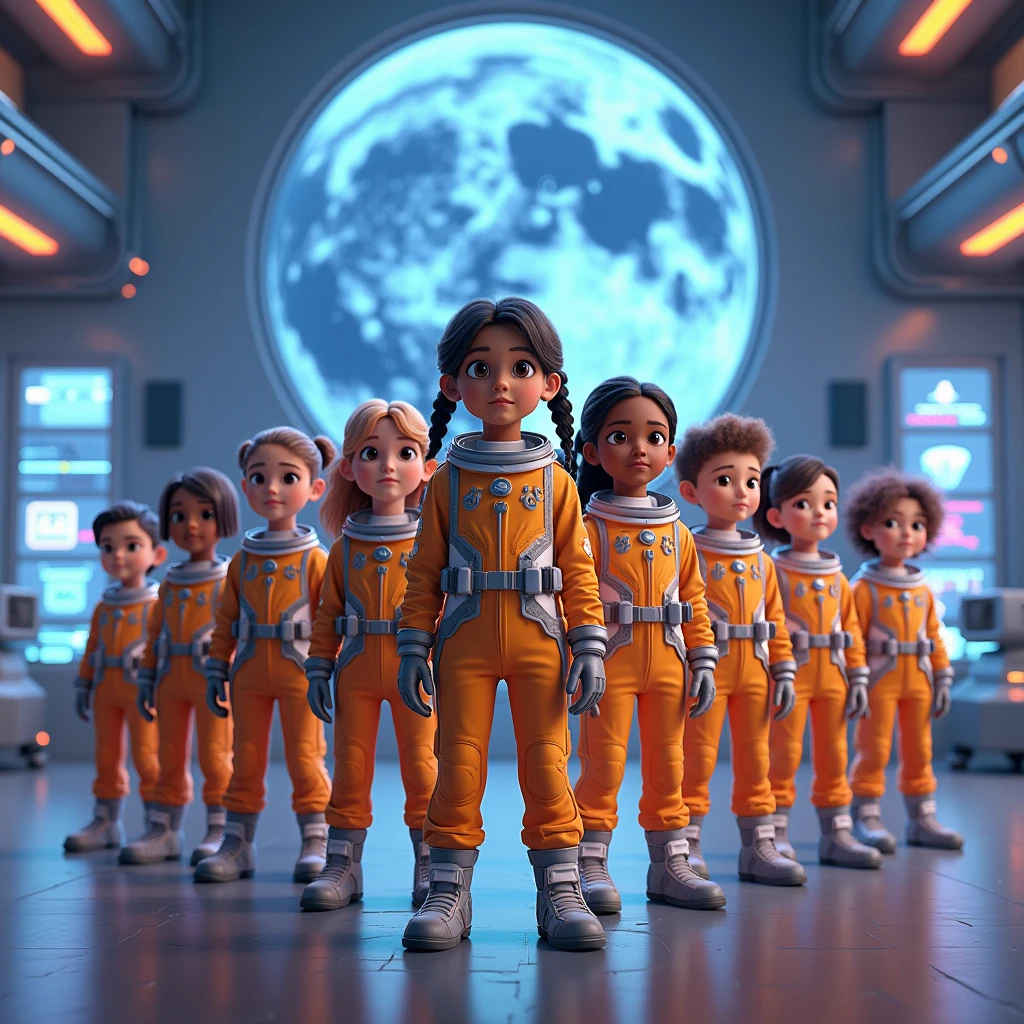 a group of spaceman family sitting next to each other on a space plane, poster art, you see MITSUBISHI air conditioner, trending on pixiv, space art, space station on the moon, happy family, cgsociety and fenghua zhong, fujifilm”