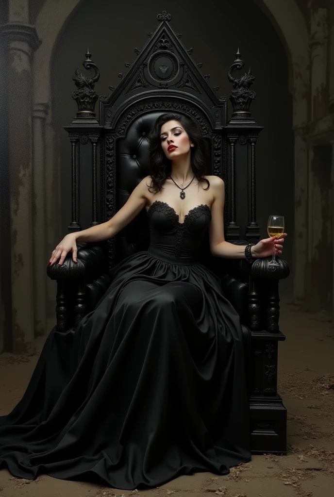Gothic woman sitting on a throne with a candle and some candelabras, Sitting on a complicated throne, Sitting on the throne, sitting on her throne, Sitting on an ornate throne, 足を組んでSitting on the throne, Beautiful Vampire Queen, on her throne, Sitting on the throne, 金属製のSitting on the throne, Sitting on the throne, Dark Goth Queen, Queen of Goth, Stylish Dark Witch、Too cute girl, Cute Japanese Girl, Girl images, A petite girl with a curvaceous figure, Realな, Baby Face, Japanese beautiful girl, (Photorealistic photography: 1. 4), Shot with Canon 5D MK4, Shot with Canon EOS 5D Mark IV, Shot with Canon EOA 6D Mark II, Her face and skin texture are incredibly detailed, Narrow eyes, double eyelid, (8k, Highest quality, masterpiece: 1.2), ( Real, フォトReal: 1.37), Super Detail, Incense is burning and the smoke is coming out.