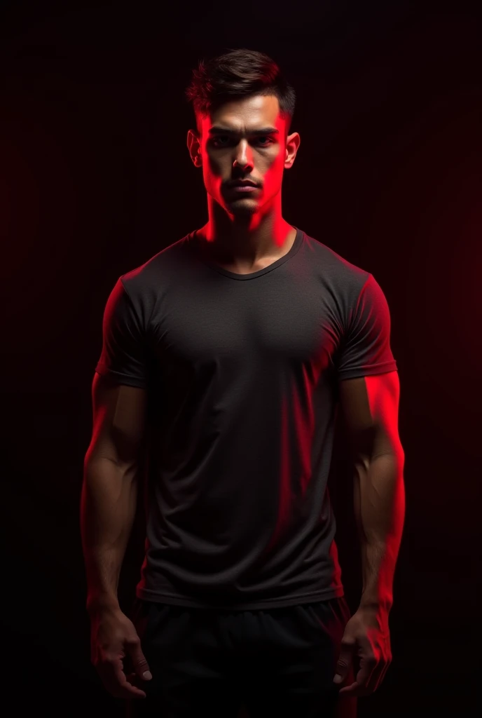 creates a young, muscular man without a shirt and wearing a towel in a red environment. super realistico